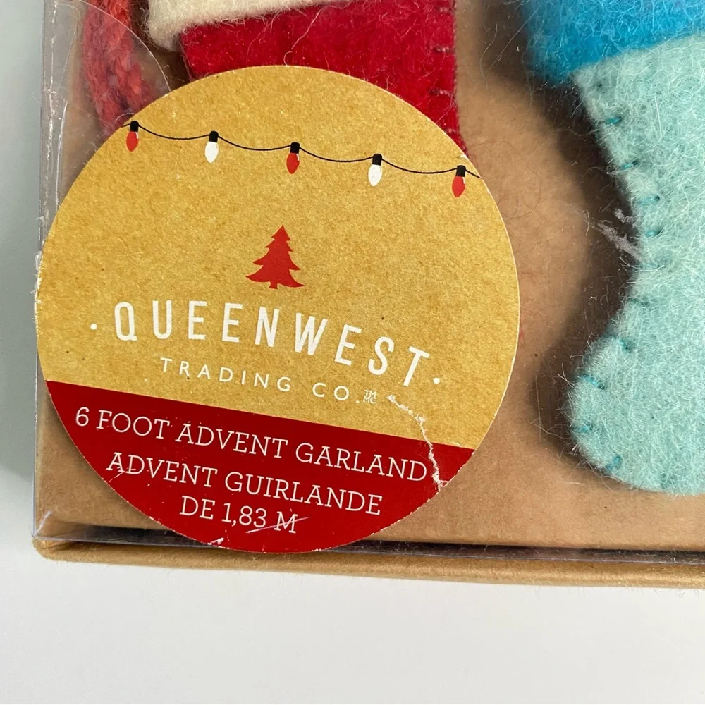 Queenwest Christmas Advent Calendar Garland Multicolored